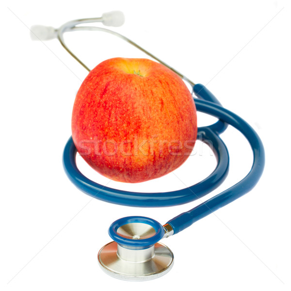 Blue stethoscope with apple Stock photo © neirfy