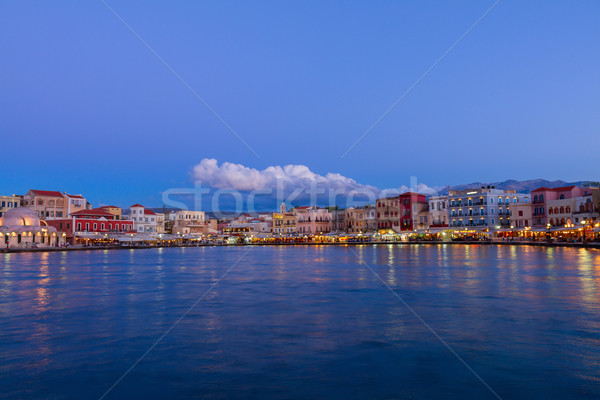 Venetiaanse Griekenland historisch huizen nacht hemel Stockfoto © neirfy