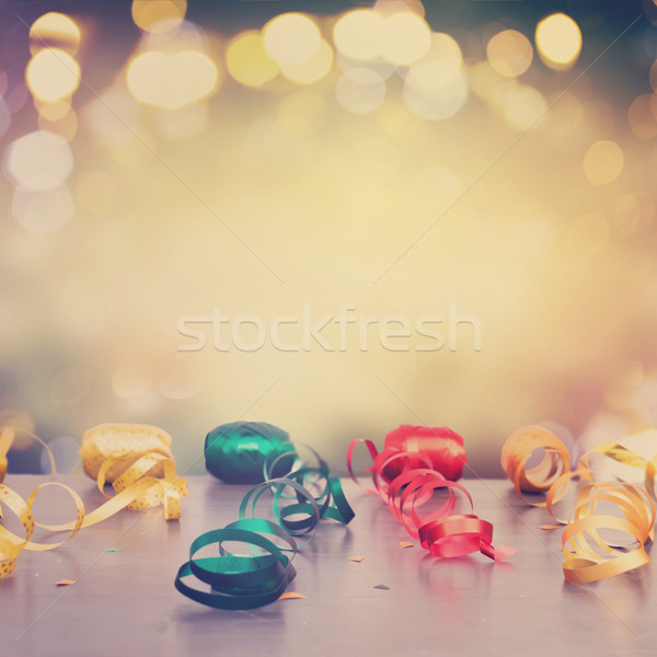 Carnaval decorations on dark wooden background Stock photo © neirfy