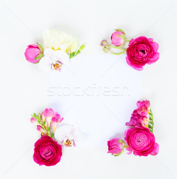 Stock photo: Flowers flat lay composition