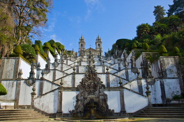 Foto stock: Santuário · bom · jesus · montanha · edifício · cidade