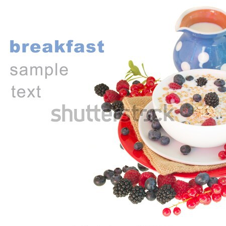 The oat flakes porridge with berries Stock photo © neirfy