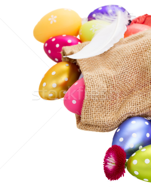 pile of colorful easter eggs in pouch Stock photo © neirfy