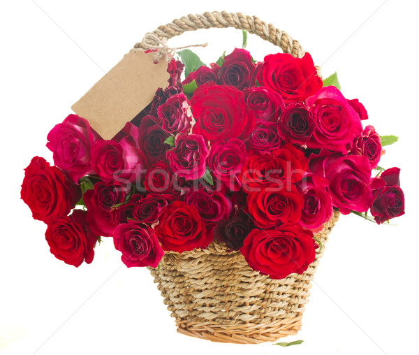 Foto stock: Rosa · rosas · vermelho · cesta · vazio