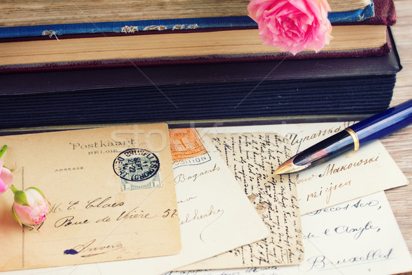 quill pen and antique letters Stock photo © neirfy