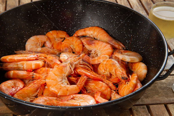 pan with king  prawns Stock photo © neirfy