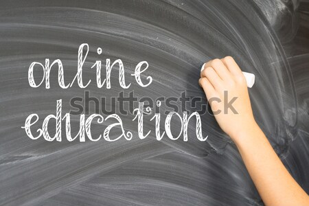 Hand writting on black board Stock photo © neirfy