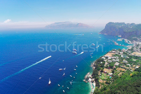 Eiland Italië jachthaven boven retro landschap Stockfoto © neirfy