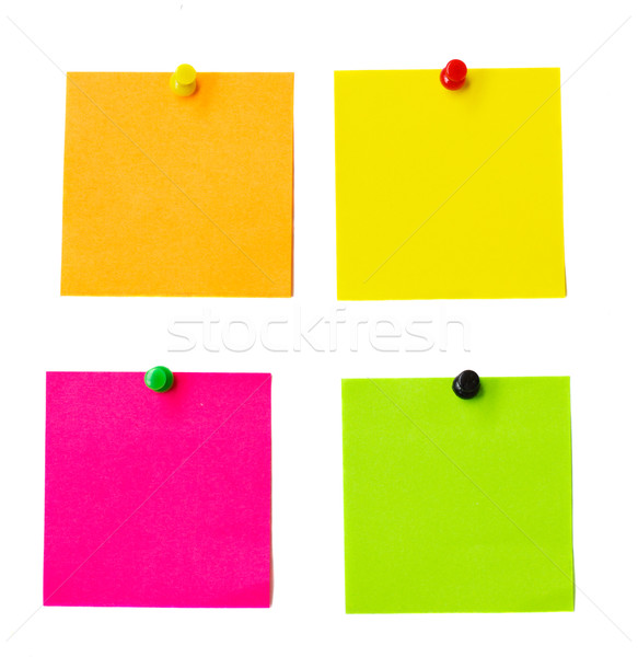 Mehrfarbig stellt fest Papier Aufkleber isoliert weiß Stock foto © neirfy