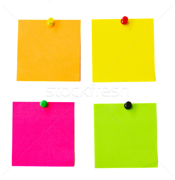 [[stock_photo]]: Note · papier · autocollants · isolé · blanche