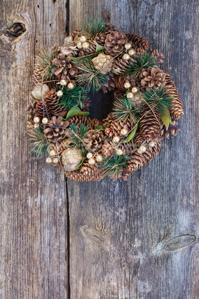 Navidad corona vacaciones rama pino decoración Foto stock © neirfy
