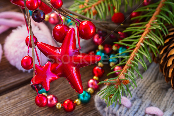 christmas decorations with  wool socks Stock photo © neirfy