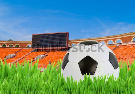 Foto d'archivio: Soccer · ball · verde · campo · campo · di · calcio · texture · erba