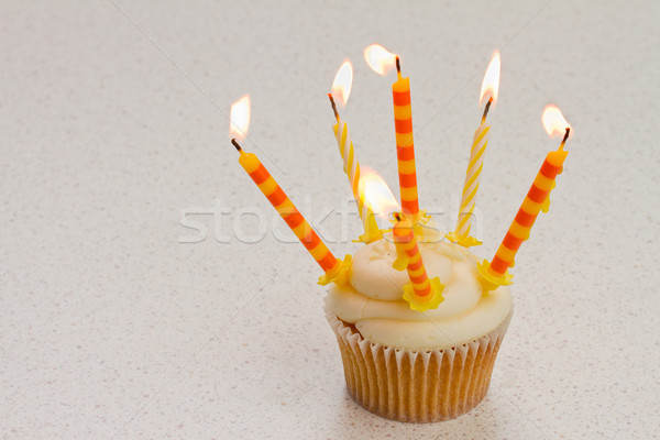 birthday cake with burning andles Stock photo © neirfy