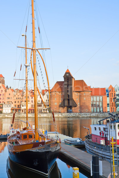 Kikötő Gdansk állvány víz kék csónak Stock fotó © neirfy