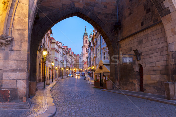 entrance to Hradcany old town at night, Prague Stock photo © neirfy