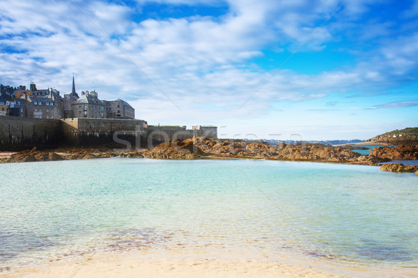 Saint-Malo old city over tidal waters ,  France Stock photo © neirfy