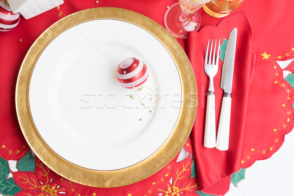 Christmas golden plate Stock photo © neirfy