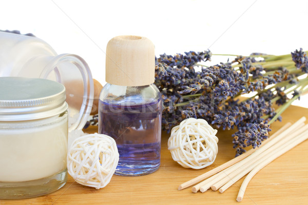 Lavendel Öl spa Set Wesen isoliert Stock foto © neirfy