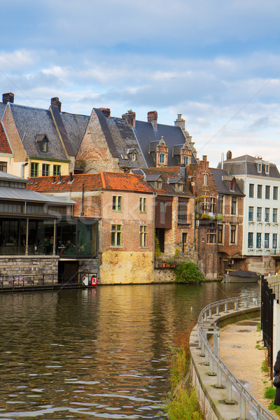 Canal And Old Buildings, Ghent Stock photo © neirfy