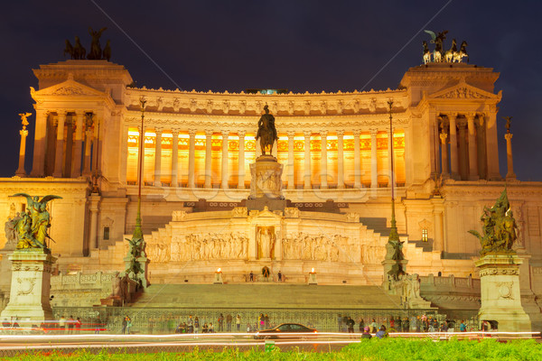Győztes Velence tér Róma Olaszország éjszaka Stock fotó © neirfy