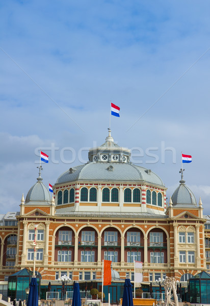 Holland strand vlag architectuur vakantie resort Stockfoto © neirfy