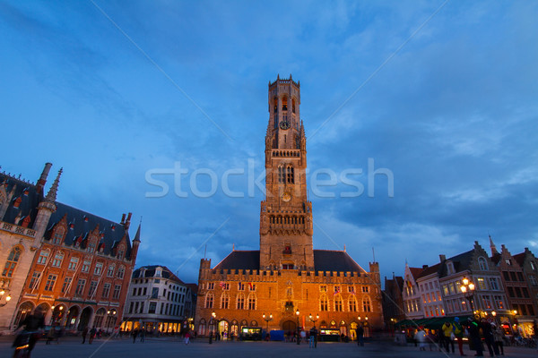 Belgia średniowiecznej placu niebo budynku słońce Zdjęcia stock © neirfy
