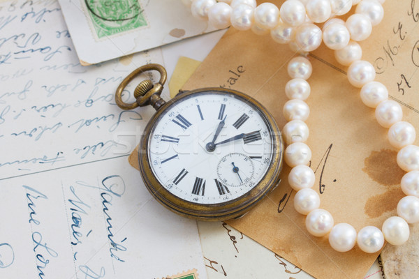 Stock photo: old mail  with  old clock