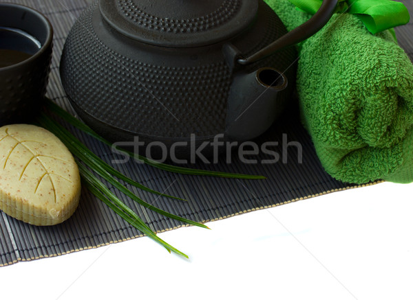 asian tea set and spa settings Stock photo © neirfy