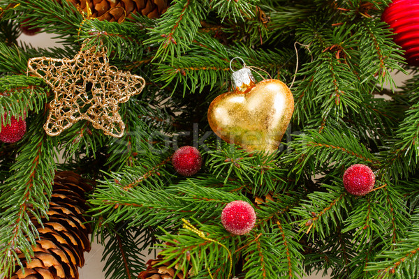 decorated evergreen fir tree close up Stock photo © neirfy