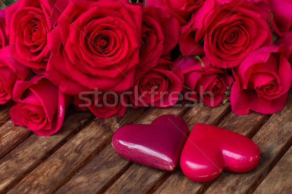 dark pink  roses with hearts and tag Stock photo © neirfy