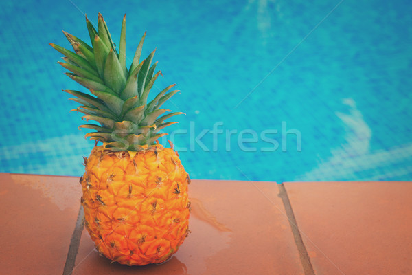 Stockfoto: Ananas · zwembad · ruw · geheel · Geel · betegelde