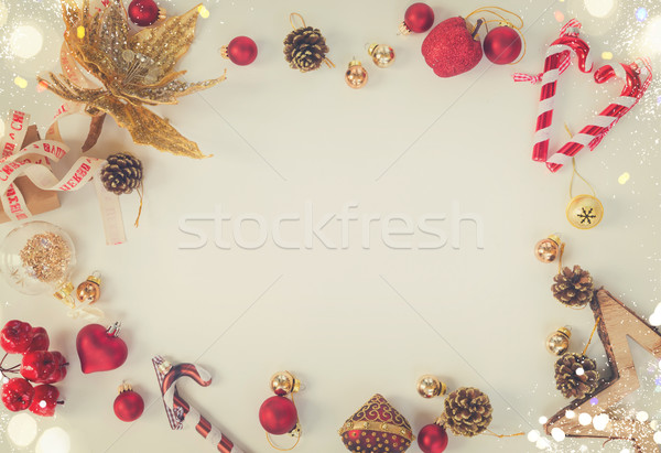 Christmas flat lay styled scene Stock photo © neirfy