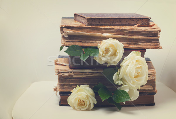 Old books with flowers Stock photo © neirfy