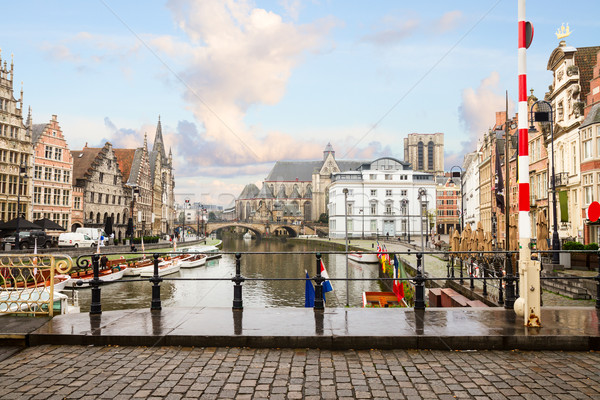 Graslei harbor , Ghent Stock photo © neirfy