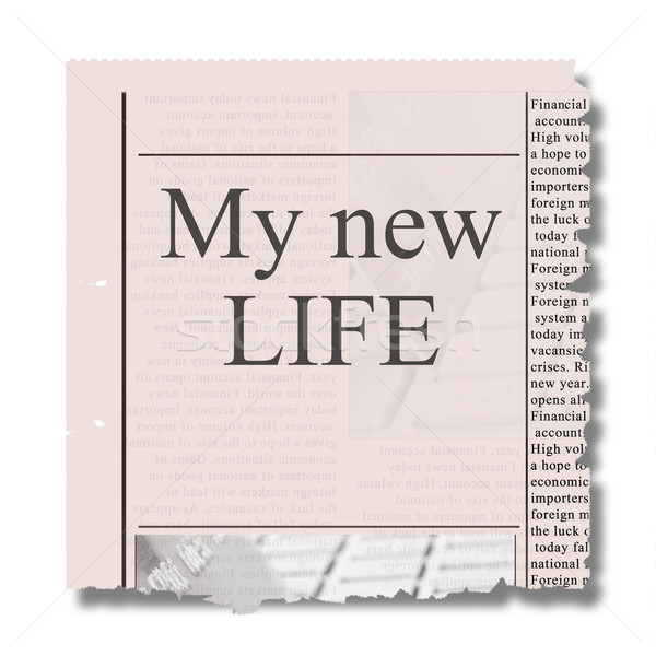 New life cuvinte bucata ziar hârtie lume Imagine de stoc © neirfy