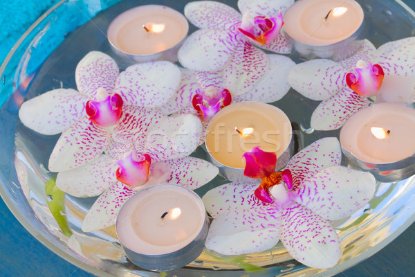 Zdjęcia stock: Palenie · świece · Orchidea · kwiaty