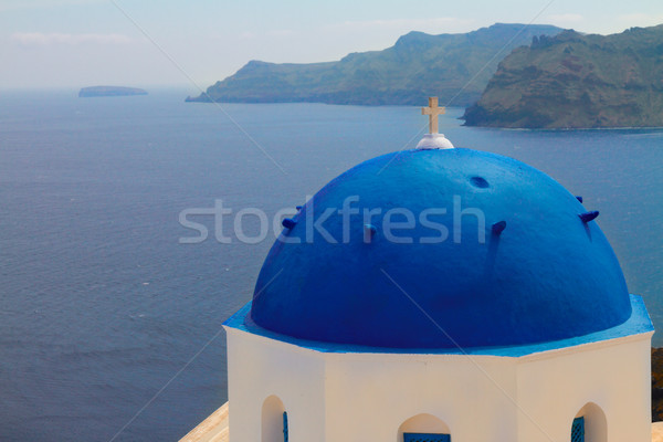 view of caldera with blue domes, Santorini Stock photo © neirfy