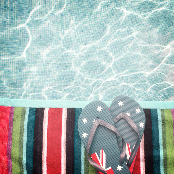 Sandalen handdoek strandlaken grens geïsoleerd witte Stockfoto © neirfy