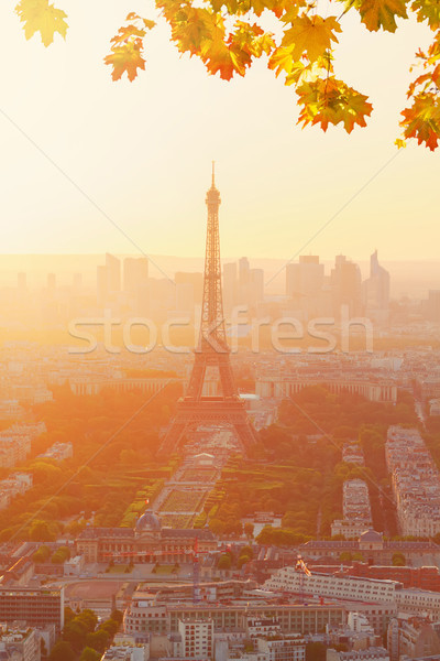 Eiffel tour cityscape au-dessus orange automne Photo stock © neirfy