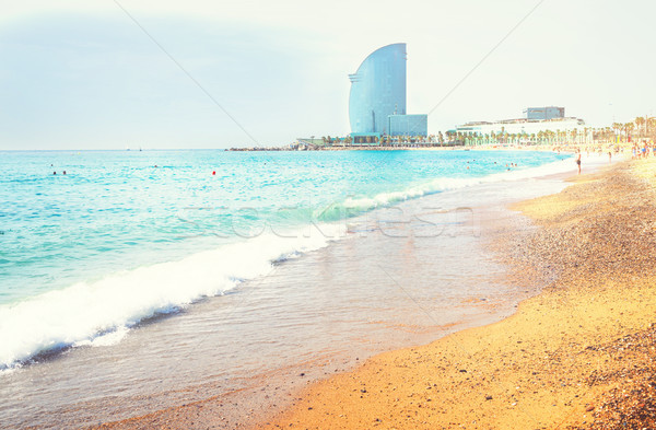 Spiaggia mediterraneo mare luce del sole acqua costruzione Foto d'archivio © neirfy