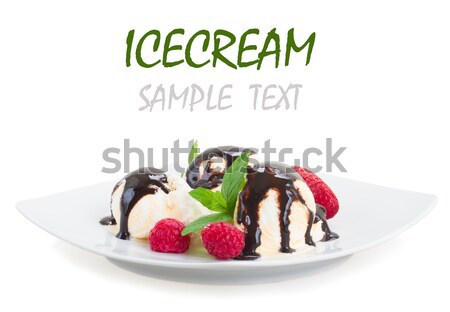 Tányér vanília fagylalt közelkép csokoládé friss Stock fotó © neirfy