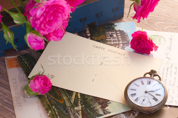 old mail  and antique clock Stock photo © neirfy