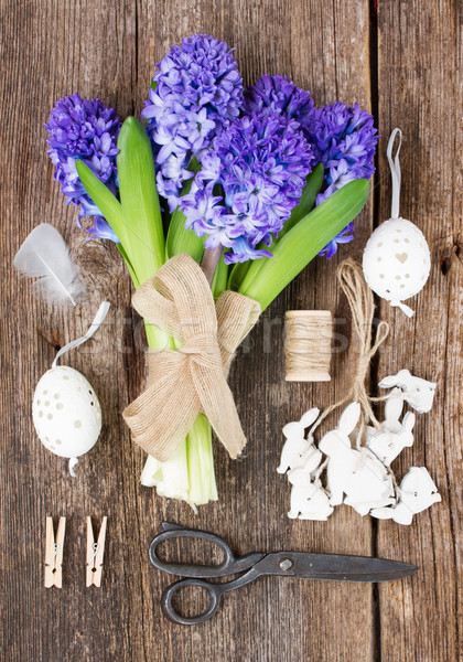 Stockfoto: Blauw · hyacint · Pasen · ingesteld · omhoog · bloemen