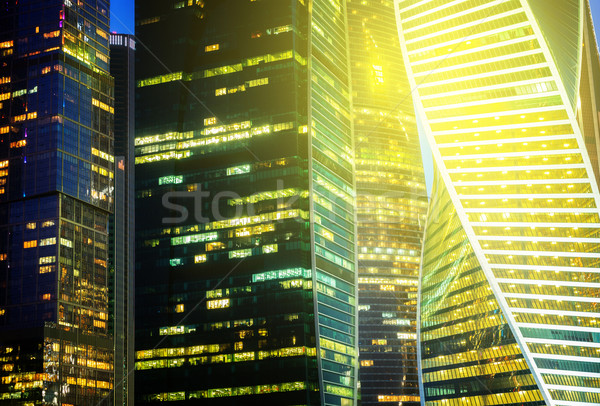 Night City Windows nowoczesne szkła budynków Zdjęcia stock © neirfy