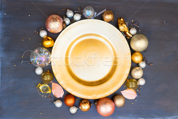 Stock photo: Christmas golden plate