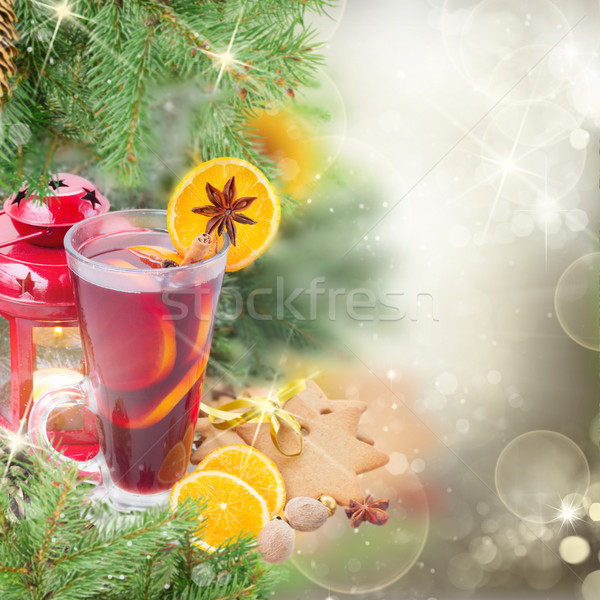 christma mulled wine with fir tree Stock photo © neirfy