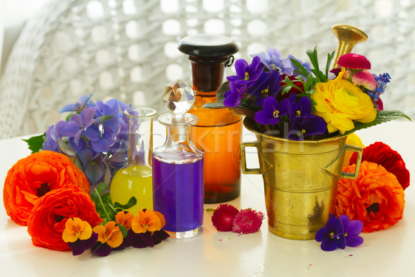 aromatherapy - flowers in mortar Stock photo © neirfy