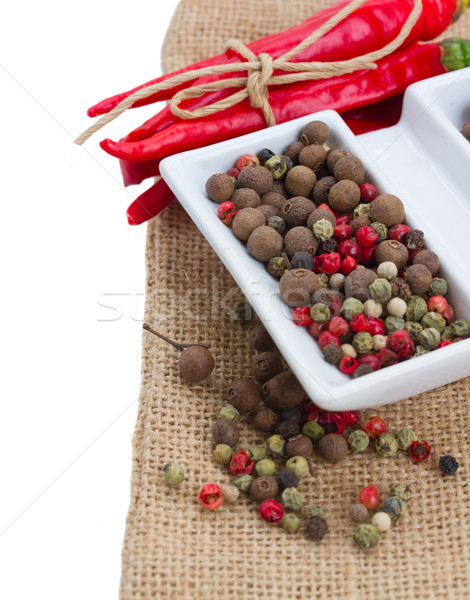 Foto stock: Frescos · rojo · pimienta · frontera · aislado · blanco