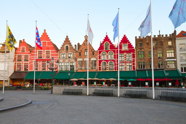 Medieval buildings on the Market Square, Bruges Stock photo © neirfy
